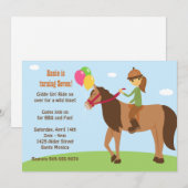 Horse back Rider Birthday Party Invitation Kaart (Voorkant / Achterkant)