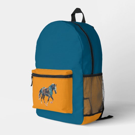 Horse Backpack Bag Bedrukte Rugzak (Achterkant Hoek Rechts)