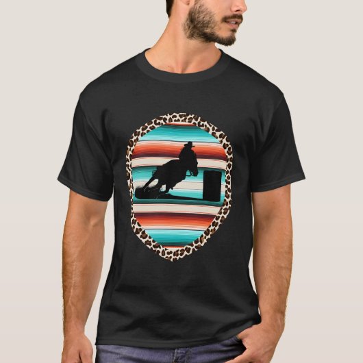 Horse Barrel Racing Serape Leopard Pattern Rodeo C T-shirt (Voorkant)