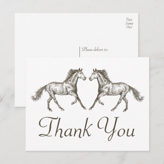 Horse Bedankt Westerne bruiloft land rustiek Briefkaart (Voorkant / Achterkant)