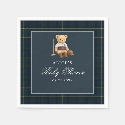 Horse Beer Navy blauw Baby shower Servet (Voorkant)