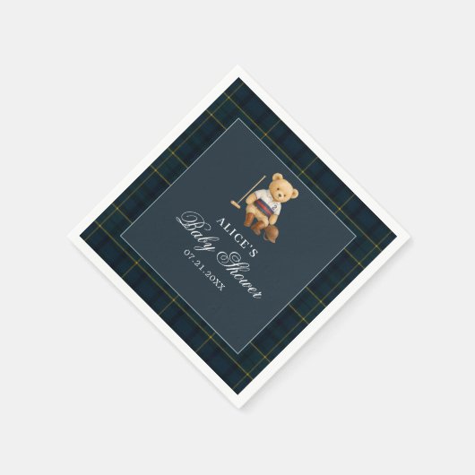 Horse Beer Navy blauw Baby shower Servet (Hoek)