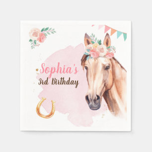 Horse Birthday Cowgirl party Napkins Girl Pink Servet