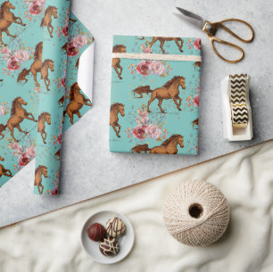 Horse Birthday Girl Cowgirl Cadeaupapier