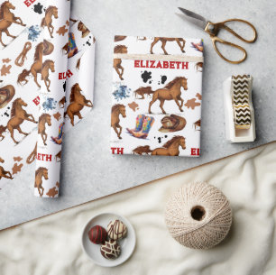 Horse Birthday Girl Cowgirl Cadeaupapier