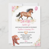Horse Birthday Invitation Cowgirl Kaart (Voorkant)