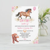 Horse Birthday Invitation Cowgirl Kaart (Staand voorkant)