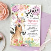 Horse Birthday Invitation Floral Pony Invite Kaart