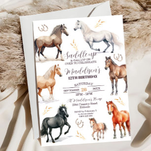 Horse Birthday Invitation Horse Party zadel omhoog Kaart