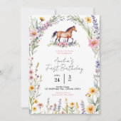 Horse Birthday Invitation Sjabloon, bewerkbare gal Kaart (Voorkant)