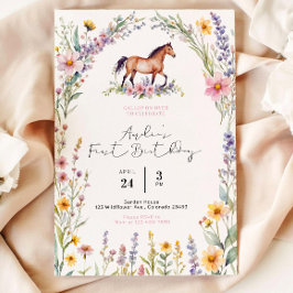 Horse Birthday Invitation Sjabloon, bewerkbare gal Kaart