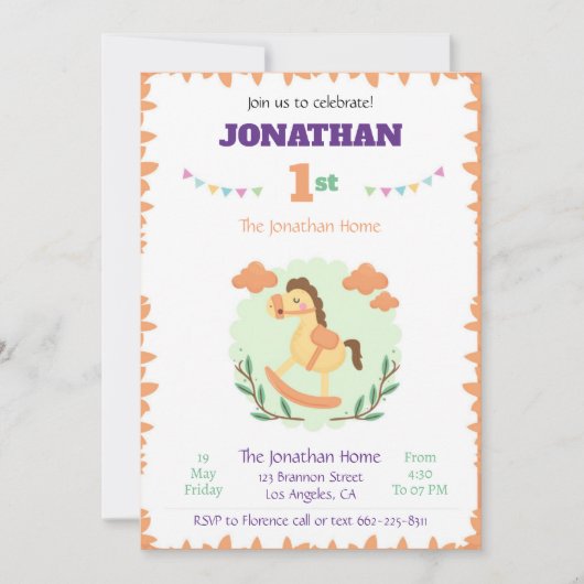 Horse Birthday Invitation template animale invite Kaart (Voorkant)