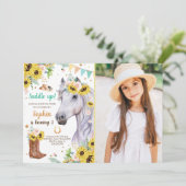 Horse Birthday Invite Girl Pony Kaart (Staand voorkant)