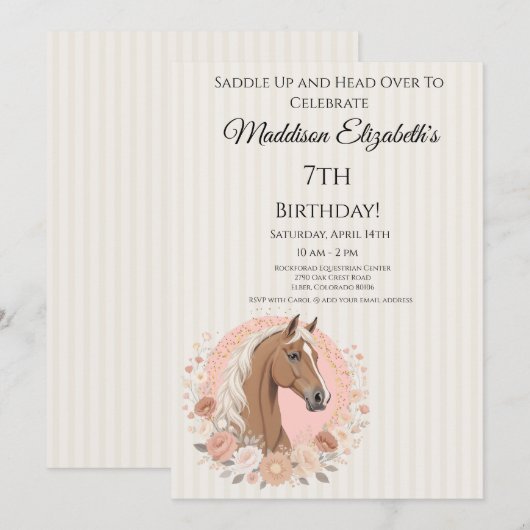 Horse Birthday Kaart (Voorkant / Achterkant)