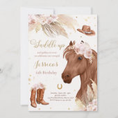 Horse Birthday Party Bohemian Cowgirl Inv Kaart (Voorkant)