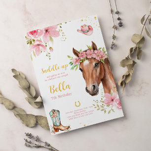 Horse Birthday Party Bohemian Cowgirl Kaart