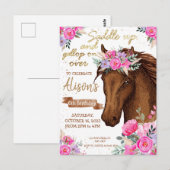 Horse Birthday Party Editable Horse Cowgirl Briefkaart (Voorkant / Achterkant)