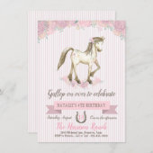 Horse Birthday Party Meisjes Pony Party Kaart (Voorkant / Achterkant)