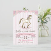 Horse Birthday Party Meisjes Pony Party Kaart (Staand voorkant)