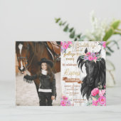 Horse Birthday Party rustic Cowgirl Birthday Kaart (Staand voorkant)