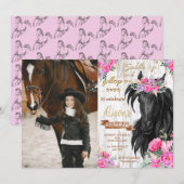Horse Birthday Party rustic Cowgirl Birthday Kaart (Voorkant / Achterkant)
