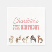 Horse Birthday Pony Party Napkins Servet (Voorkant)