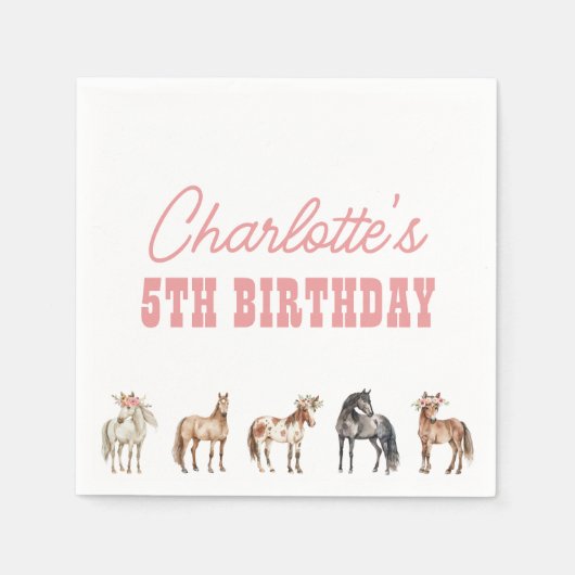 Horse Birthday Pony Party Napkins Servet (Voorkant)