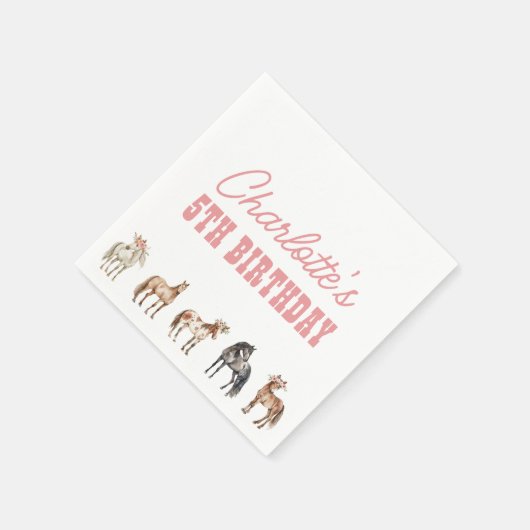 Horse Birthday Pony Party Napkins Servet (Hoek)