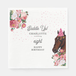 Horse Birthday Theme Pink Floral Girl Cowgirl Servet