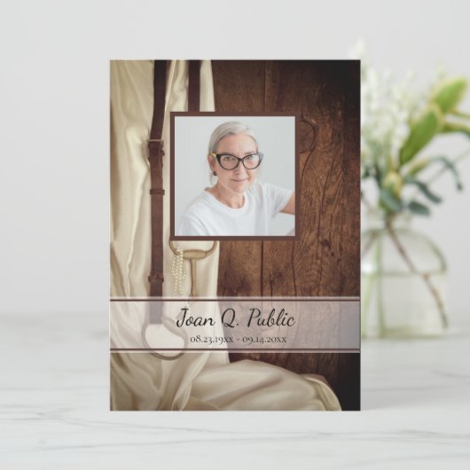 Horse Bit Satin Westerne begrafenisdienst Memorial Programmakaart (Staand voorkant)