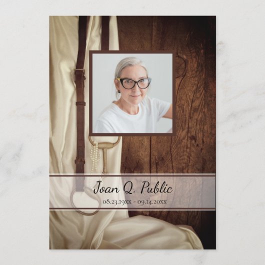 Horse Bit Satin Westerne begrafenisdienst Memorial Programmakaart (Voorkant)