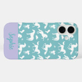 Horse Blauwgroen Pattern Rider Aangepaste naam Case-Mate iPhone Case (Achterkant (horizontaal))