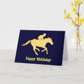 Horse Blue en Cream Birthday Kaart (Gele Bloem)
