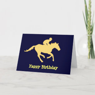 Horse Blue en Cream Birthday Kaart