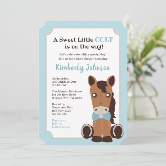 Horse Boy Baby shower Uitnodiging (Staand voorkant)