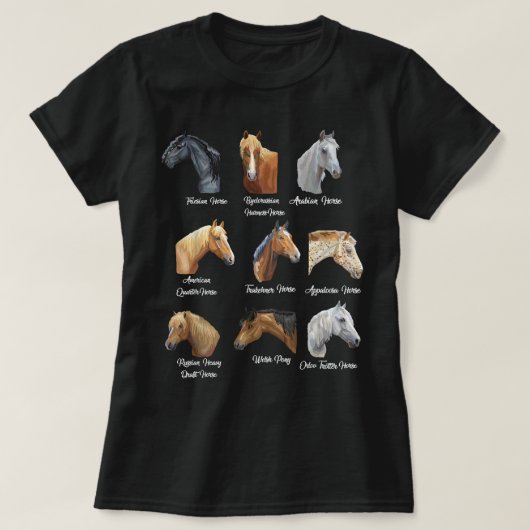Horse Breeds Equestrian horseback riding gift T-shirt (Design voorkant)