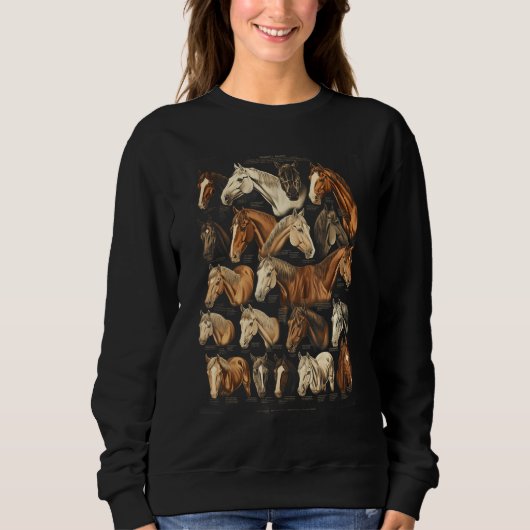 Horse Breeds Equestrian Horseback Riding Tee Gifts Trui (Voorkant)