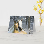 Horse Buddies In The Snow Greeting Card Kaart (Gele Bloem)