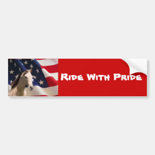 Horse Bumpersticker Amerikaanse vlag