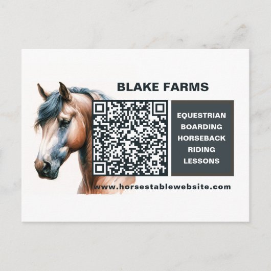 Horse Business QR Code Briefkaart (Voorkant)