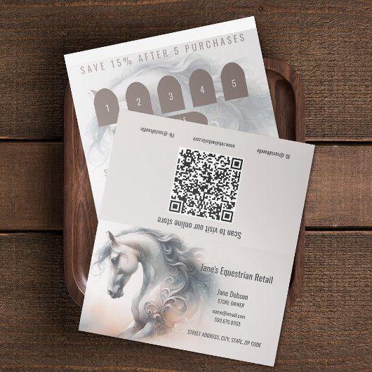 Horse Business QR Code Gevouwen Loyaliteit Kaarten Klantenkaartje