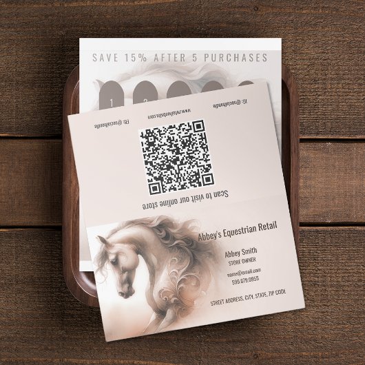 Horse Business QR Code Gevouwen Loyaliteit Kaarten Klantenkaartje