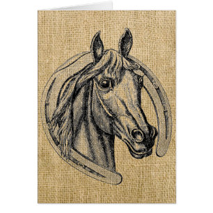Horse Cameo op Burlap