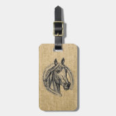 Horse Cameo op Burlap Bagagelabel (Voorkant verticaal)