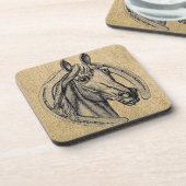 Horse Cameo op Burlap Bier Onderzetter (Linkerzijde)