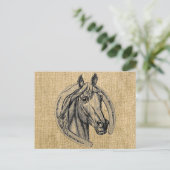 Horse Cameo op Burlap Briefkaart (Staand voorkant)