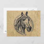 Horse Cameo op Burlap Briefkaart (Voorkant / Achterkant)