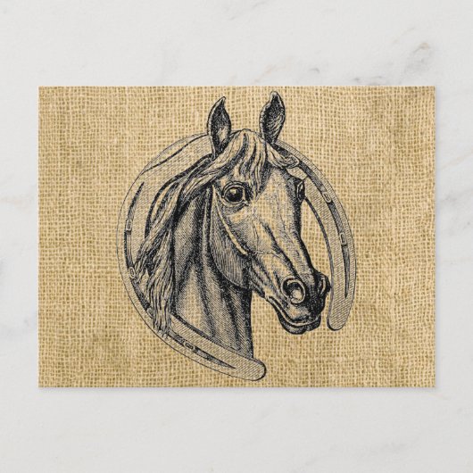 Horse Cameo op Burlap Briefkaart (Voorkant)
