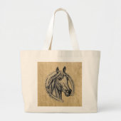 Horse Cameo op Burlap Grote Tote Bag (Voorkant)