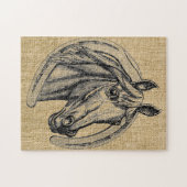 Horse Cameo op Burlap Legpuzzel (Horizontaal)